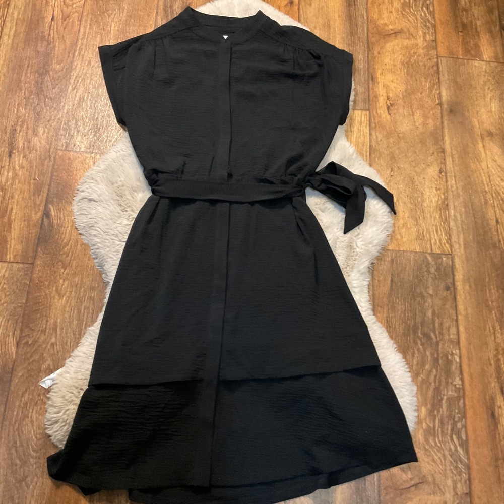 Calvin Klein Dress Size 10 Button Front Cap Sleeve Womens‎ Tie Waist